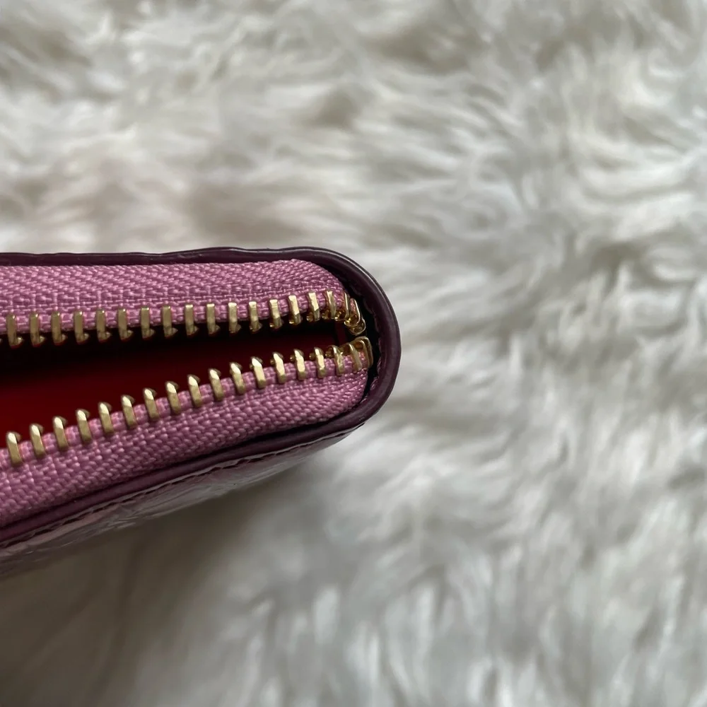 Christian Louboutin Pink Enamel Zippy Wallet